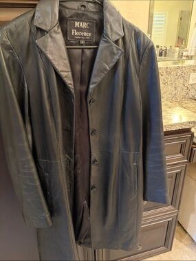Women's Black Leather Button-Front Jacket